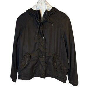American Eagle Women’s Hooded Utility Jacket Lyocell Black Size Large
